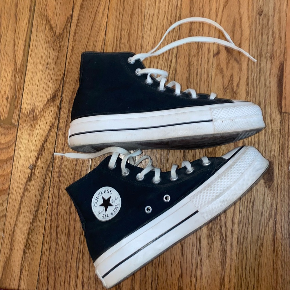 Converse black platform high tops